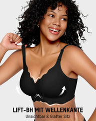 Weicher Bügelloser Vollschalen-BH mit Wellenkante & Gelee-Streifen