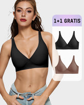 1+1 GRATIS – Nahtloser Push-up BH mit Tief-V & Gel-Streifen, bügellos & bequem