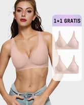 1+1 GRATIS – Nahtloser Push-up BH mit Tief-V & Gel-Streifen, bügellos & bequem