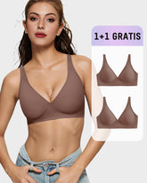 1+1 GRATIS – Nahtloser Push-up BH mit Tief-V & Gel-Streifen, bügellos & bequem