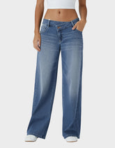 Asymmetrische Loose-Fit Wide-Leg Jeans mit niedriger Taille