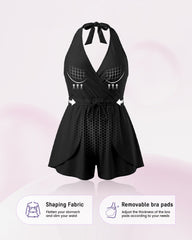 Halter V-Neck Tummy Control Swim Romper