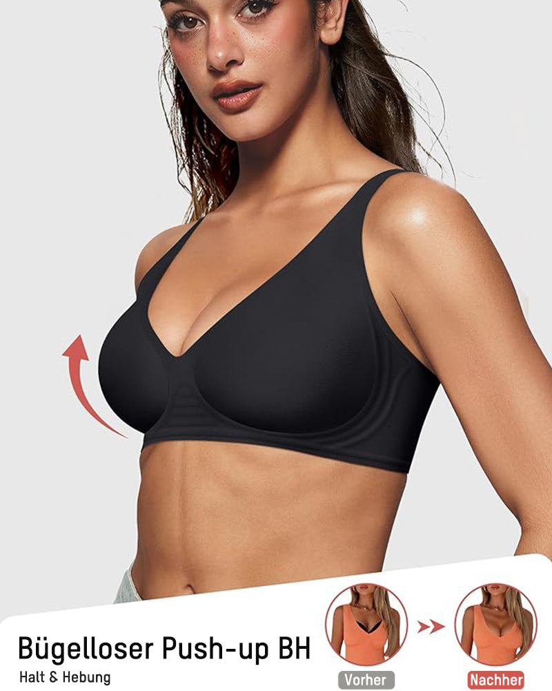 Nahtloser Push-up BH mit Tief-V & Gelee-Streifen – Bügellos & Komfortabel