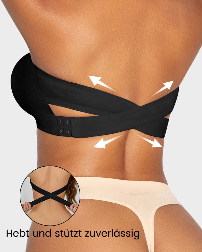 Rutschfester Bandeau-BH mit seitlichem Crossover-Haken