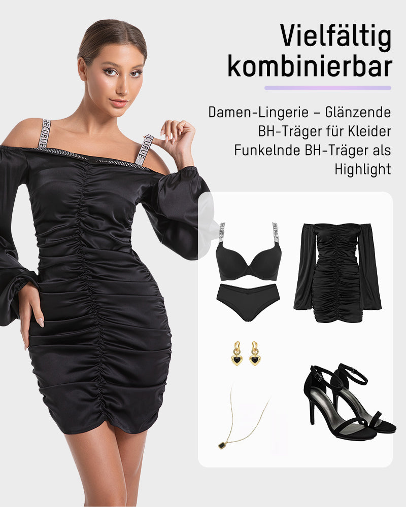 Tiefer V-Push-up-BH mit Bügel und Strass-Trägern