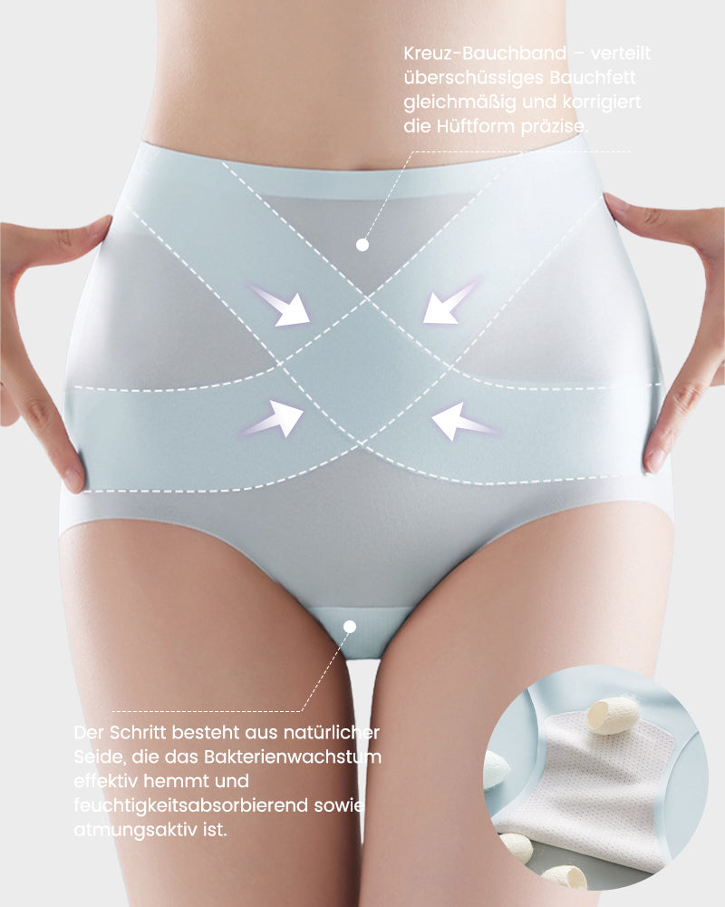 Nahtlose High-Waist-Slips aus Eis-Seide mit Bauchkontrolle (4er-Pack)