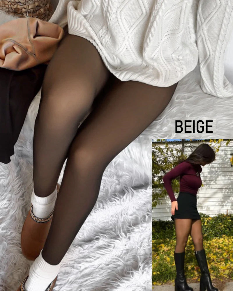 Transparente, fleecegefütterte Strumpfhose