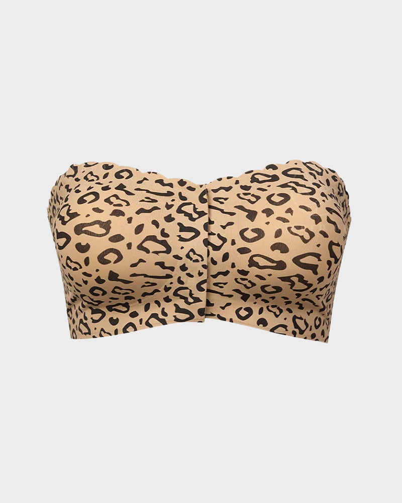 Trägerloser Leopard-BH mit Frontverschluss