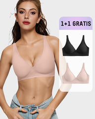 1+1 GRATIS – Nahtloser Push-up BH mit Tief-V & Gel-Streifen, bügellos & bequem