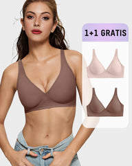 1+1 GRATIS – Nahtloser Push-up BH mit Tief-V & Gel-Streifen, bügellos & bequem