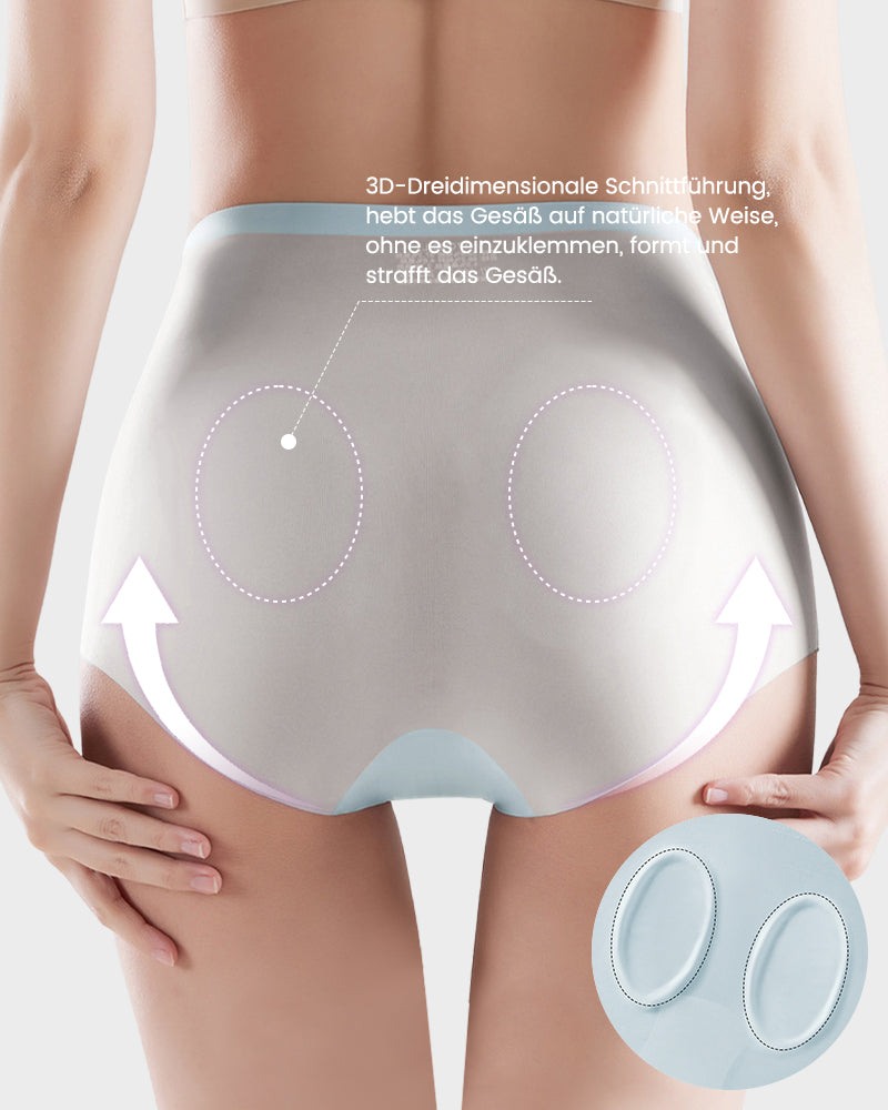 Nahtlose High-Waist-Slips aus Eis-Seide mit Bauchkontrolle (4er-Pack)