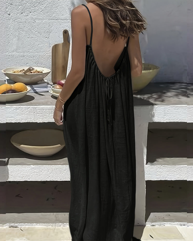 Rückenfreies Damen-Cami-Kleid in Uni