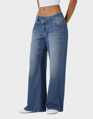 Asymmetrische Loose-Fit Wide-Leg Jeans mit niedriger Taille