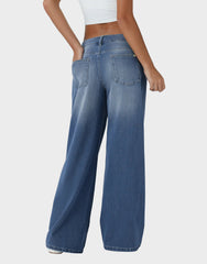 Asymmetrische Loose-Fit Wide-Leg Jeans mit niedriger Taille