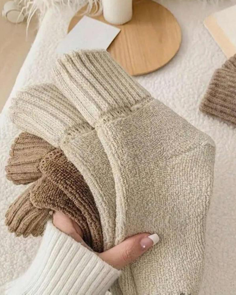Kuschelige Rippstrick-Socken mit Fleecefutter
