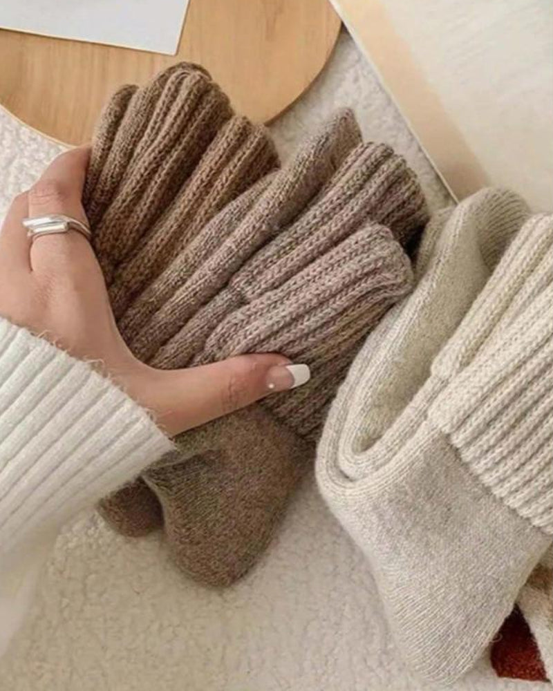 Kuschelige Rippstrick-Socken mit Fleecefutter