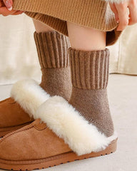 Kuschelige Rippstrick-Socken mit Fleecefutter