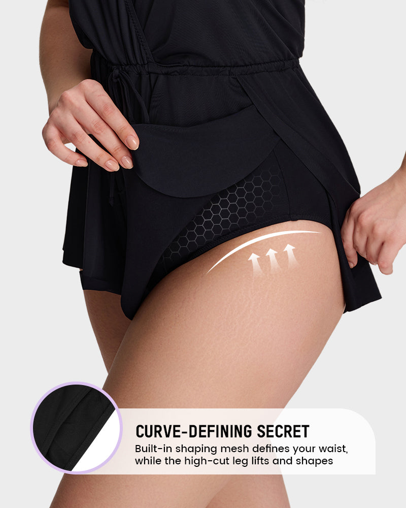 Halter V-Neck Tummy Control Swim Romper