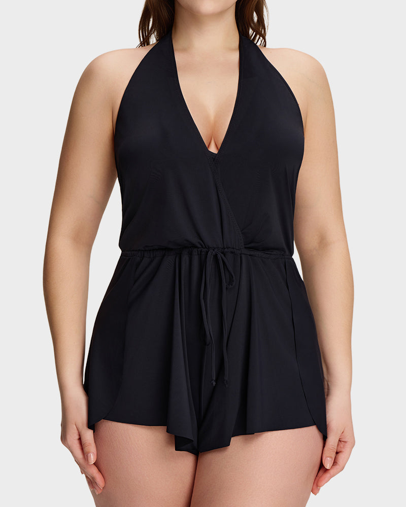 Halter V-Neck Tummy Control Swim Romper