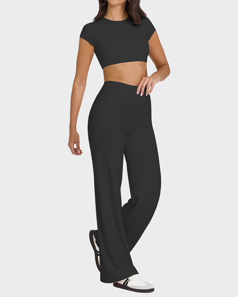 Bequeme High-Waist-Yogahose – elastisch & weit geschnitten