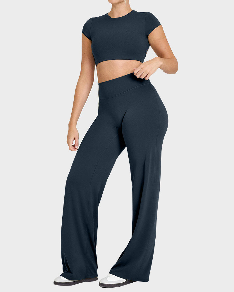 Bequeme High-Waist-Yogahose – elastisch & weit geschnitten