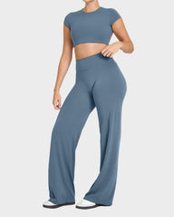 Bequeme High-Waist-Yogahose – elastisch & weit geschnitten