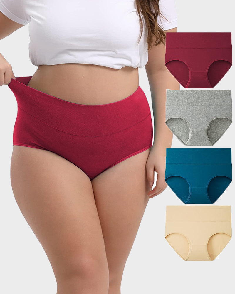 Hoch taillierte Baumwollslips mit voller Abdeckung – 4er-Pack