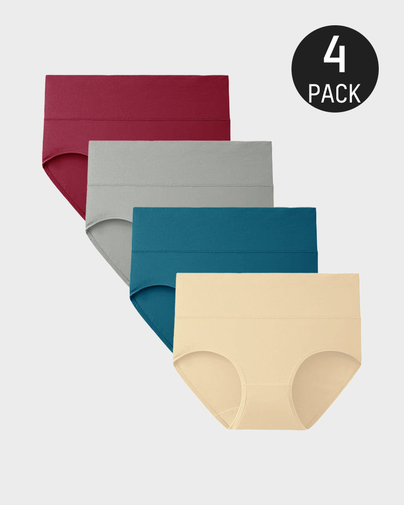 Hoch taillierte Baumwollslips mit voller Abdeckung – 4er-Pack
