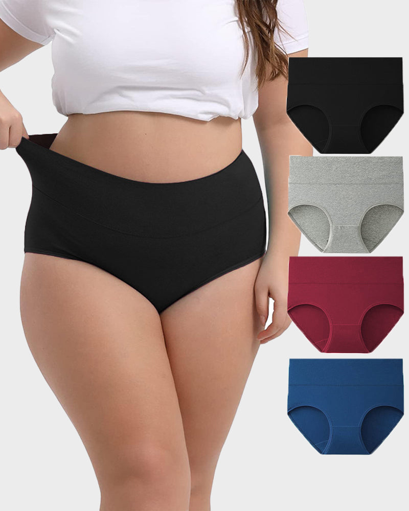 Hoch taillierte Baumwollslips mit voller Abdeckung – 4er-Pack