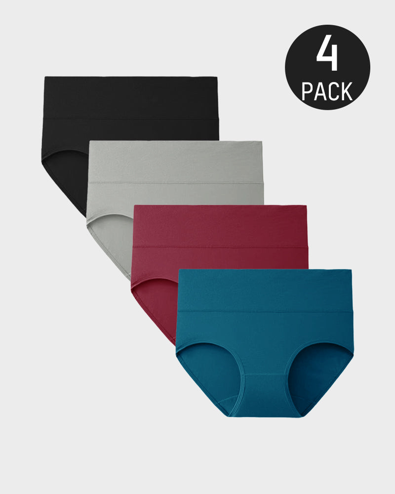 Hoch taillierte Baumwollslips mit voller Abdeckung – 4er-Pack