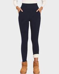 Wärmende High-Waist-Leggings mit Fleecefutter und Taschen