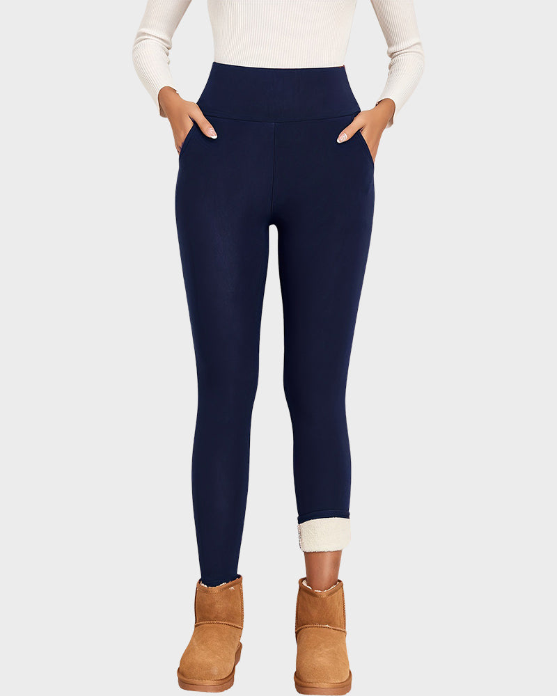 Wärmende High-Waist-Leggings mit Fleecefutter und Taschen