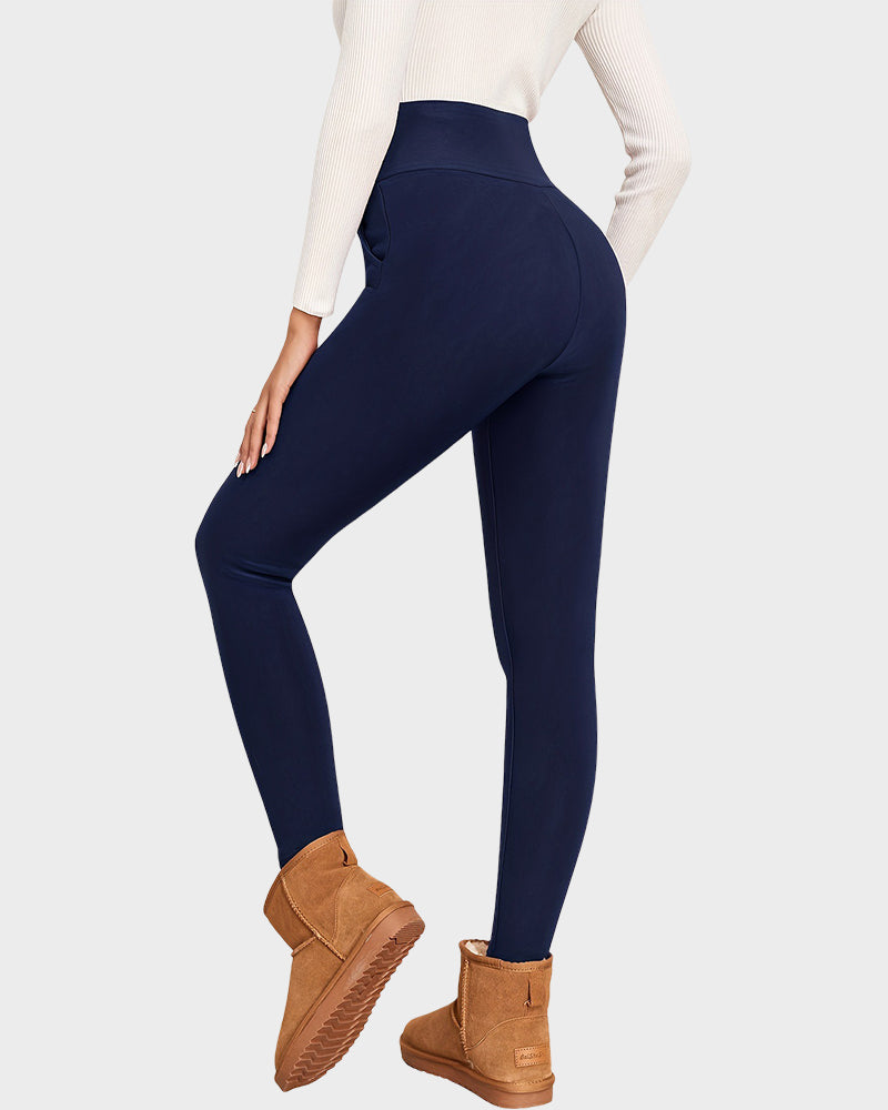 Wärmende High-Waist-Leggings mit Fleecefutter und Taschen