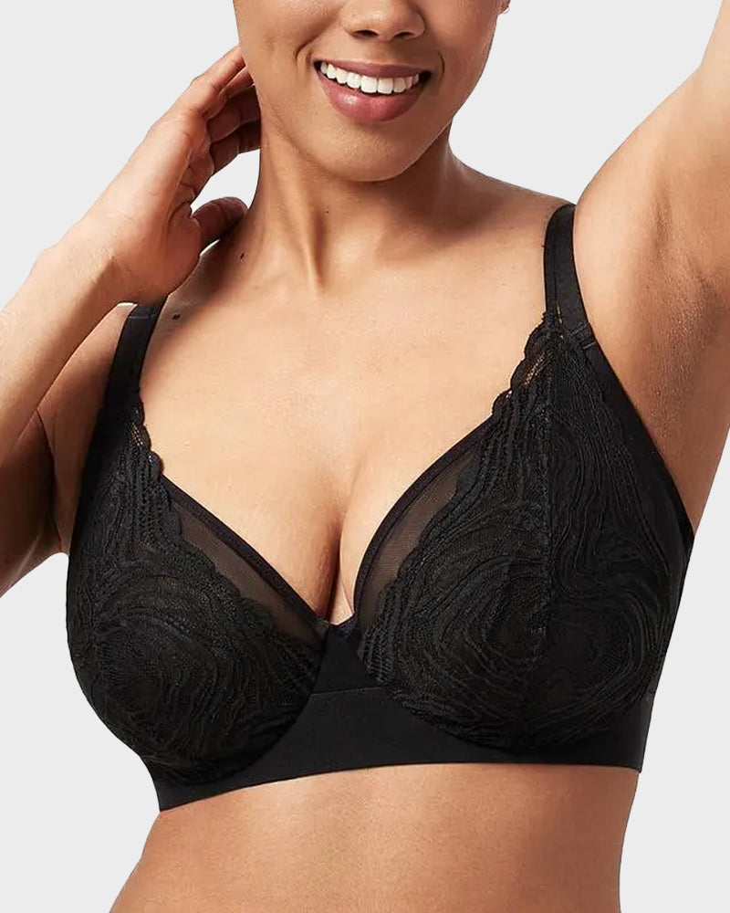 Plus Size Vollschalen-BH mit Bügel aus Spitze und Mesh
