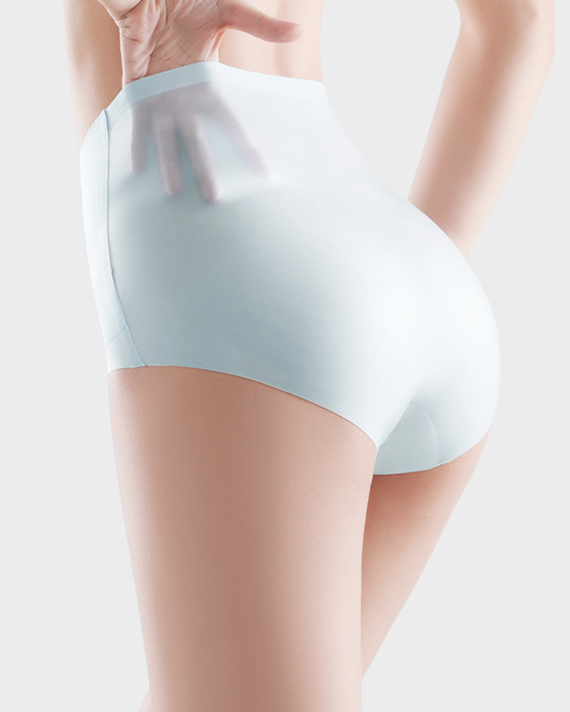 Nahtlose High-Waist-Slips aus Eis-Seide mit Bauchkontrolle (4er-Pack)