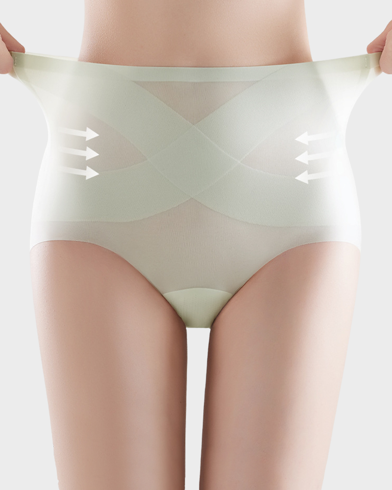 Nahtlose High-Waist-Slips aus Eis-Seide mit Bauchkontrolle (4er-Pack)