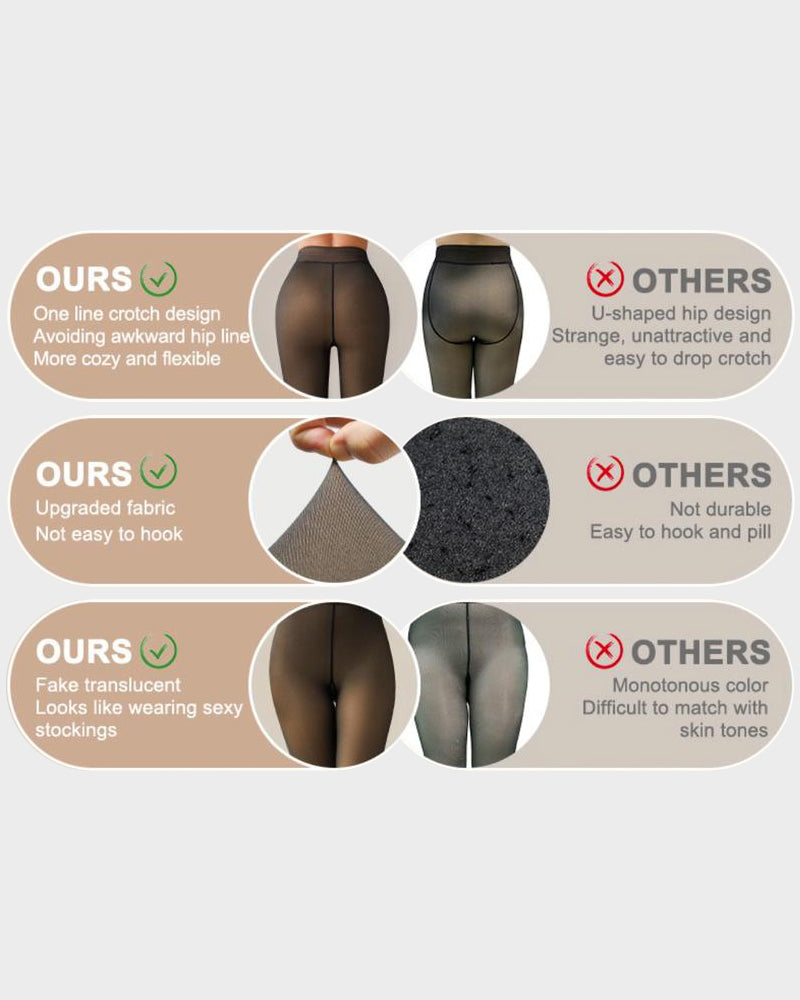 Halbtransparente Fleece-Strumpfhose mit Einzelnaht