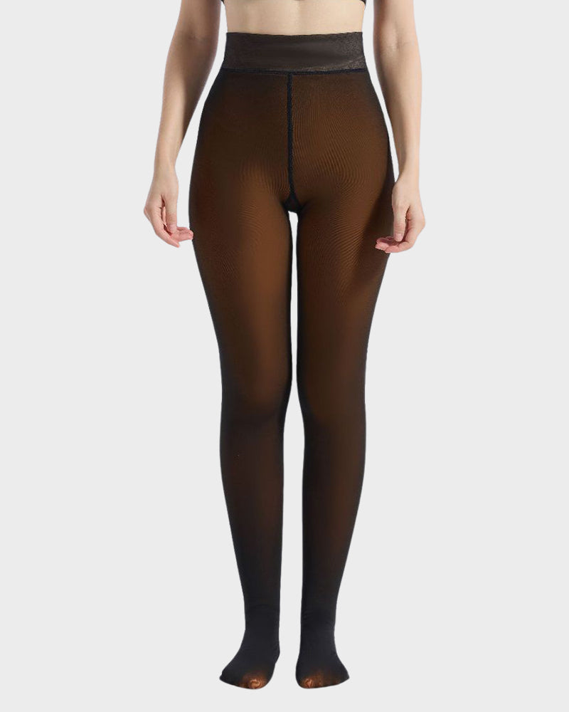 Halbtransparente Fleece-Strumpfhose mit Einzelnaht