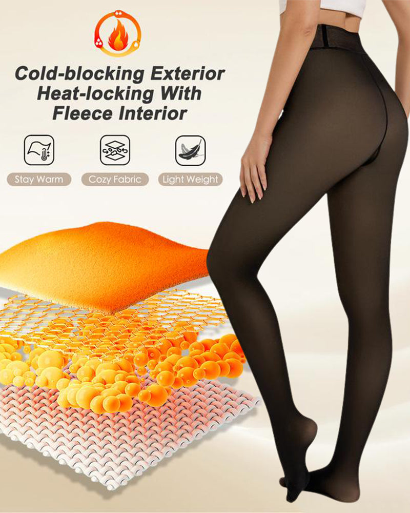 Halbtransparente Fleece-Strumpfhose mit Einzelnaht