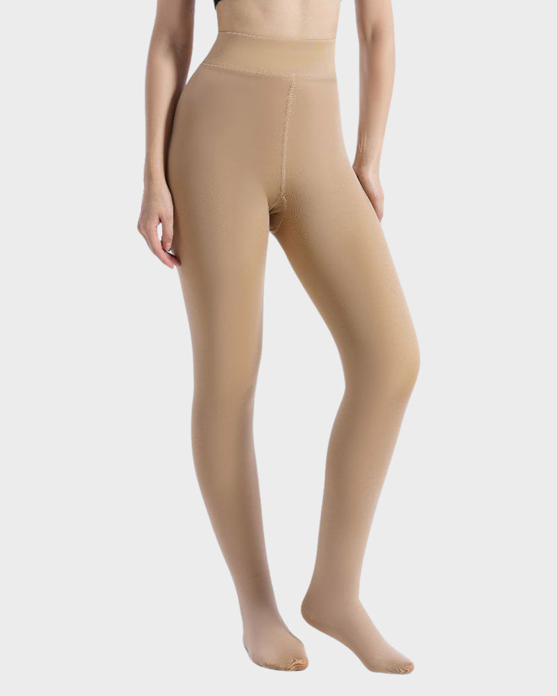 Halbtransparente Fleece-Strumpfhose mit Einzelnaht