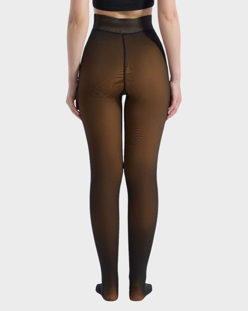 Halbtransparente Fleece-Strumpfhose mit Einzelnaht