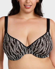 Ungefütterter Bügel-BH mit Zebra-Mesh Minimizer BHs– transparent & sexy