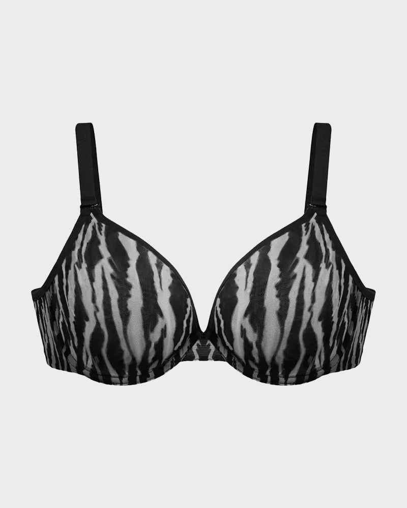 Ungefütterter Bügel-BH mit Zebra-Mesh Minimizer BHs– transparent & sexy