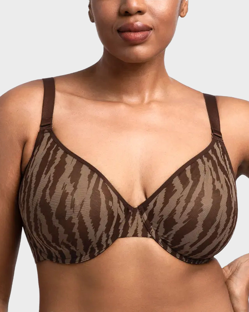 Ungefütterter Bügel-BH mit Zebra-Mesh Minimizer BHs– transparent & sexy