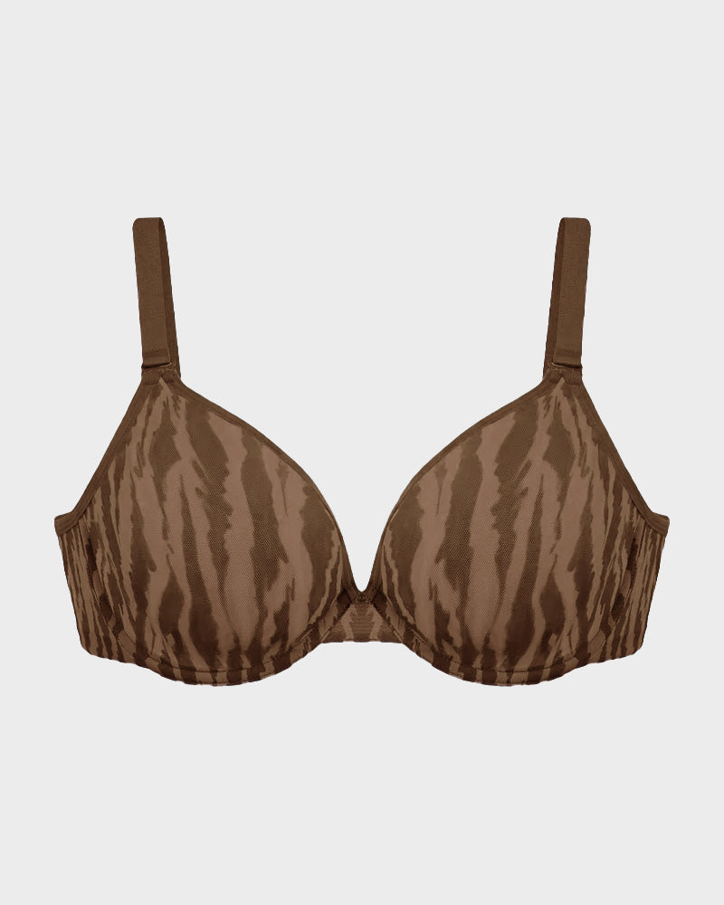 Ungefütterter Bügel-BH mit Zebra-Mesh Minimizer BHs– transparent & sexy