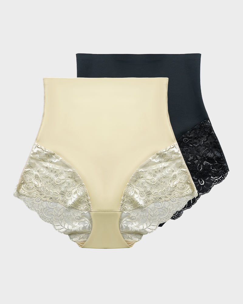 Transparente High-Waist-Spitzen-Slips – Formend & Verführerisch (2er-Pack)