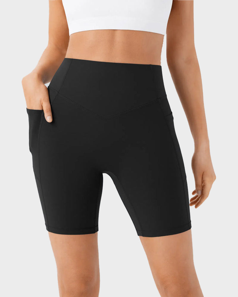 7-Zoll Po-Lifting Trainingsshorts mit Bauchkontrolle und Taschen