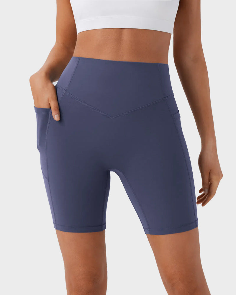 7-Zoll Po-Lifting Trainingsshorts mit Bauchkontrolle und Taschen