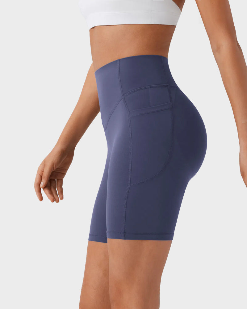 7-Zoll Po-Lifting Trainingsshorts mit Bauchkontrolle und Taschen