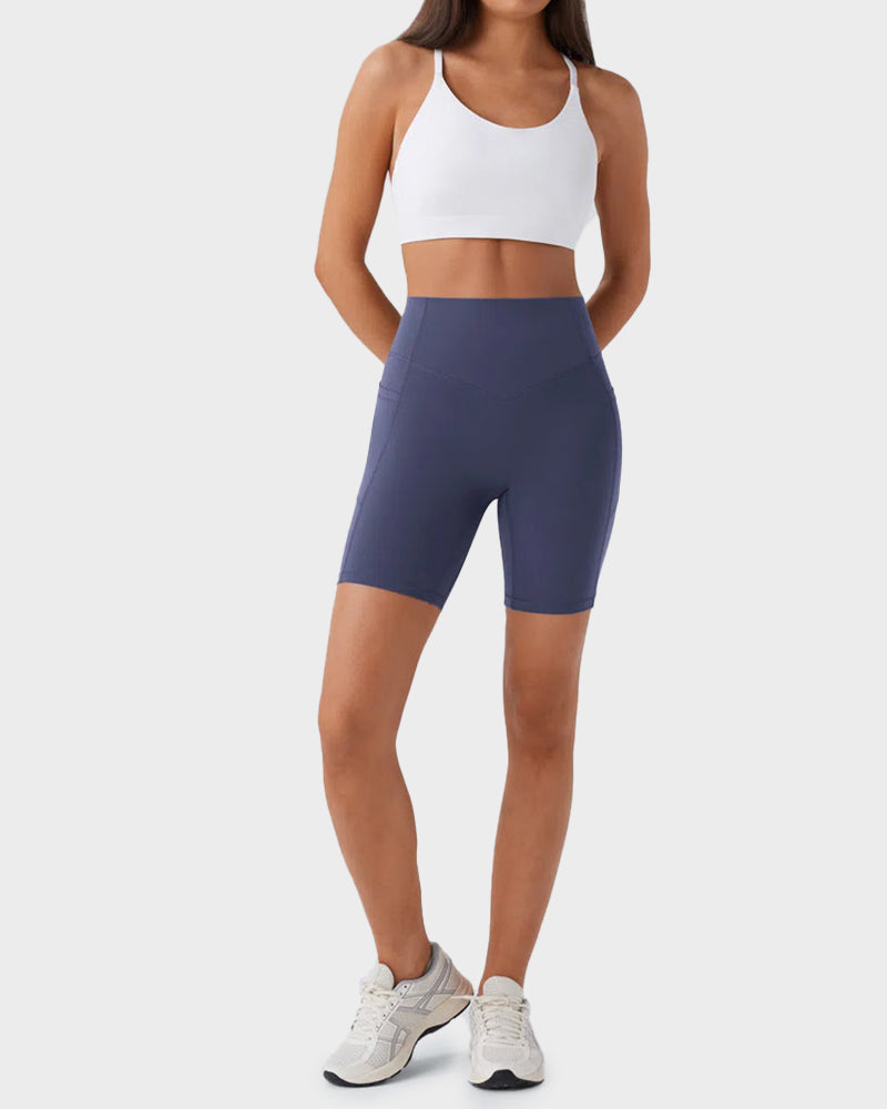 7-Zoll Po-Lifting Trainingsshorts mit Bauchkontrolle und Taschen